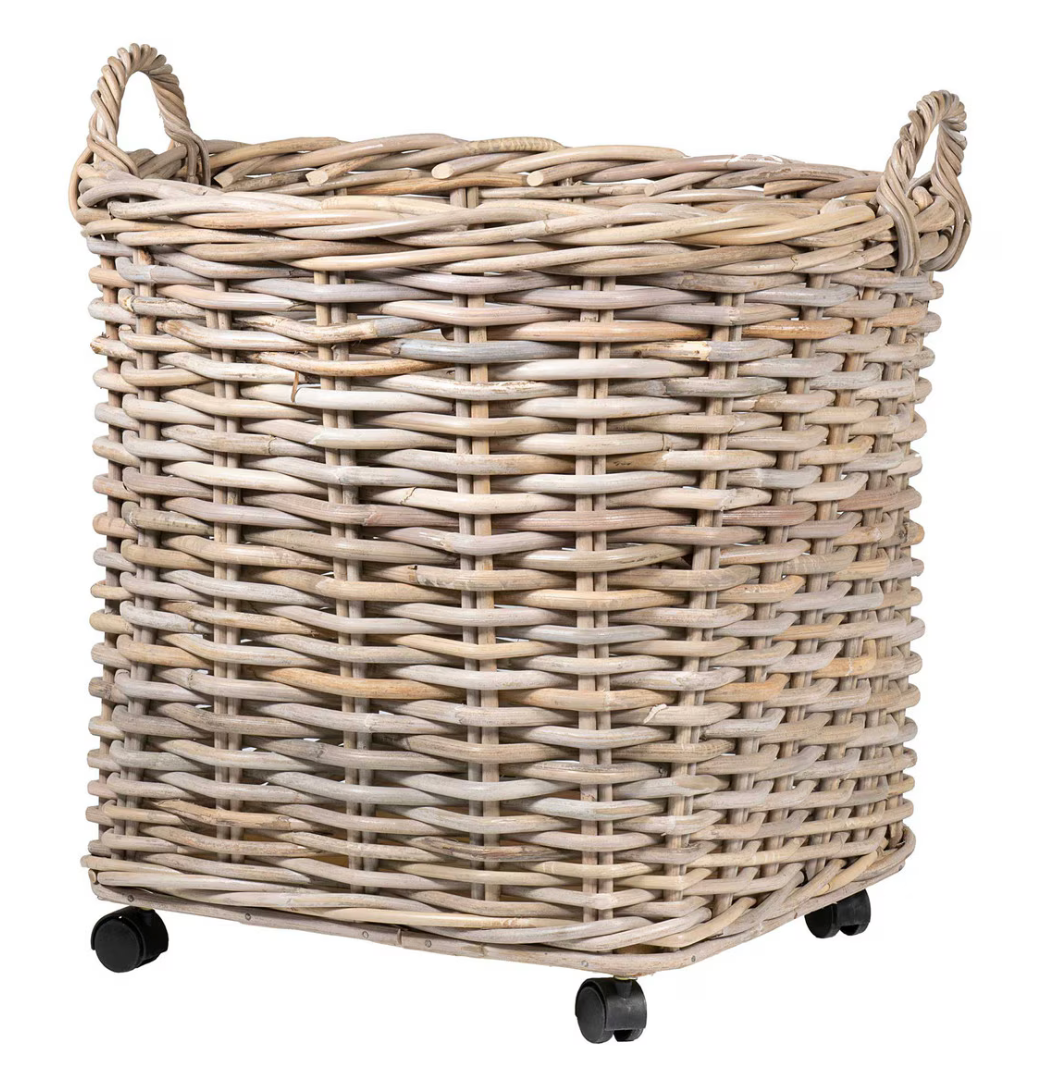 Mona Round Rattan Basket on Wheels