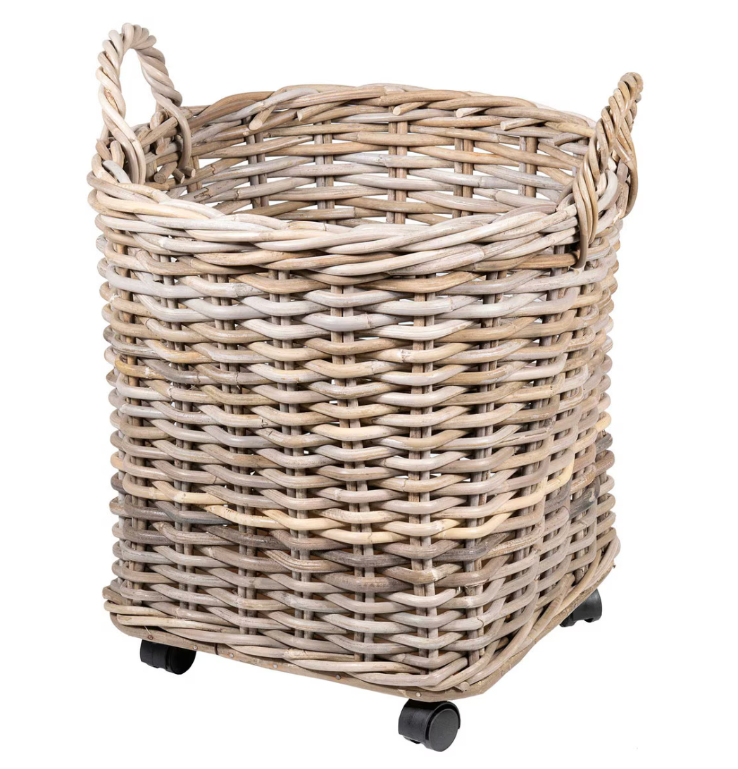 Mona Round Rattan Basket on Wheels
