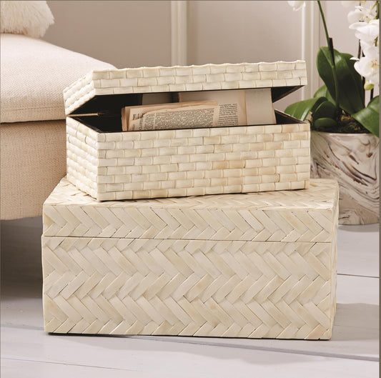 Basket Weave Bone Boxes