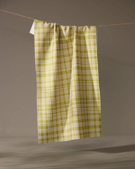 Orchard Plaid Green Tea Towel