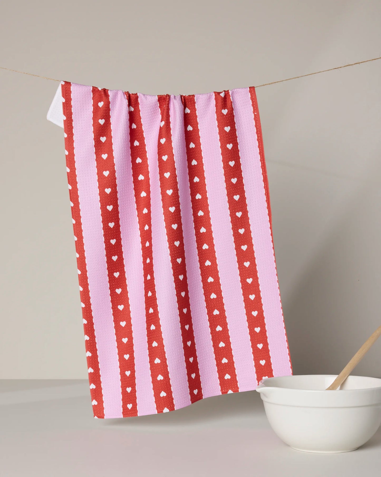 Geometry Ribbon Hearts Tea Towel