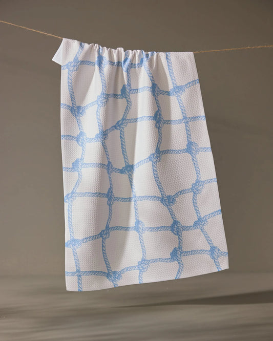 Geometry Tethered Blue Tea Towel