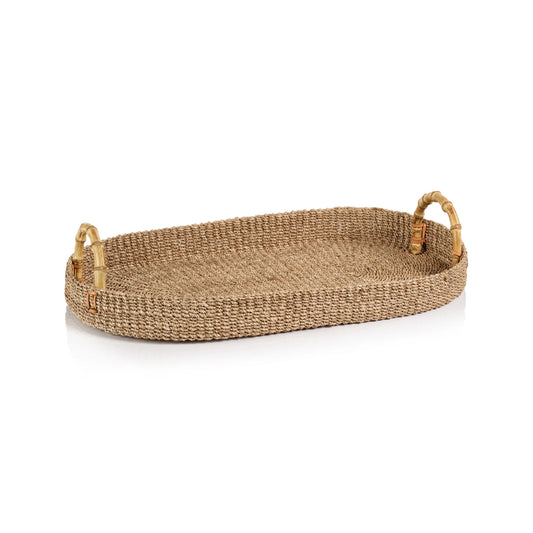 Rattan Tray with Bamboo Handles