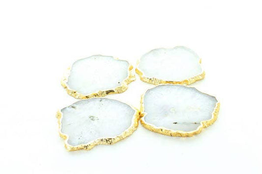 Natural Agate Gold Edge Coaster (4 Pack)