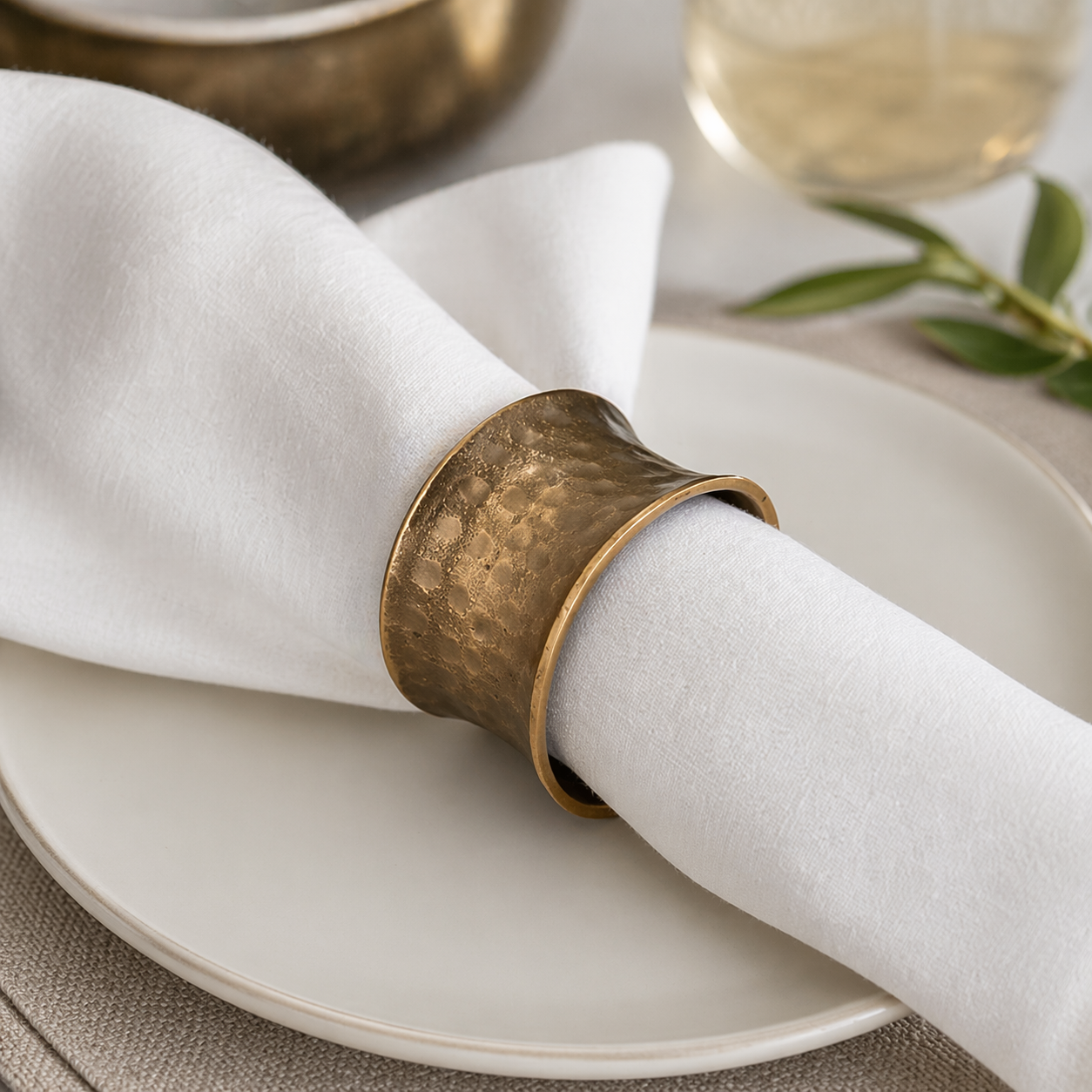 Brass Hammered Napkin Ring
