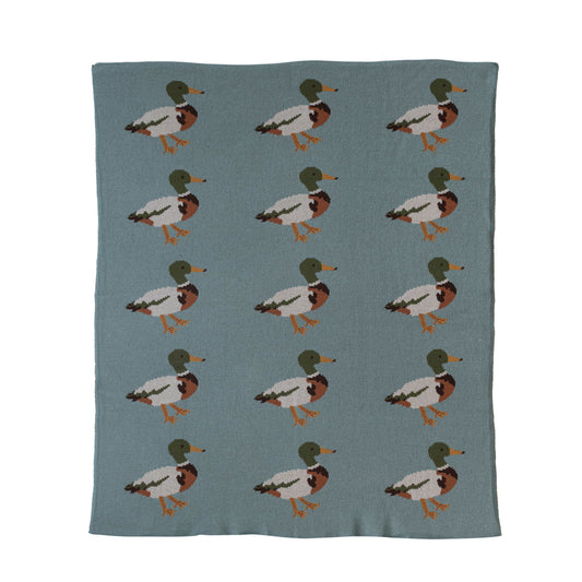 Knit Baby Blanket with Ducks