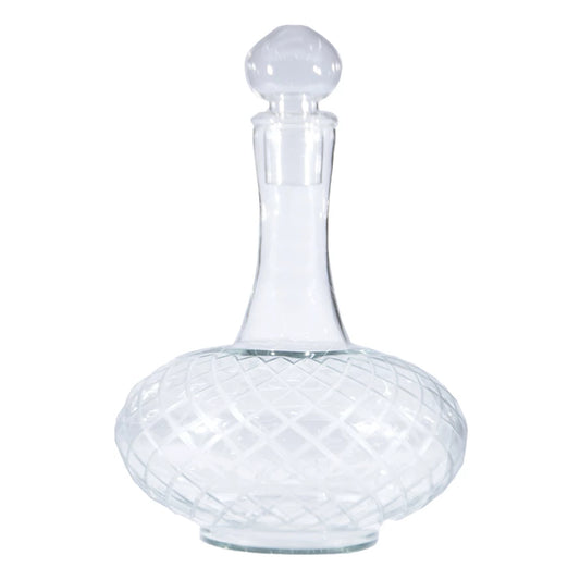 Etched Glass Decanter with Glass Stopper