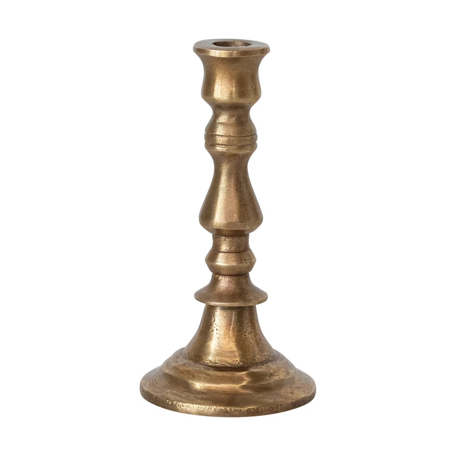 Antiqued Brass Taper Holder, Tall