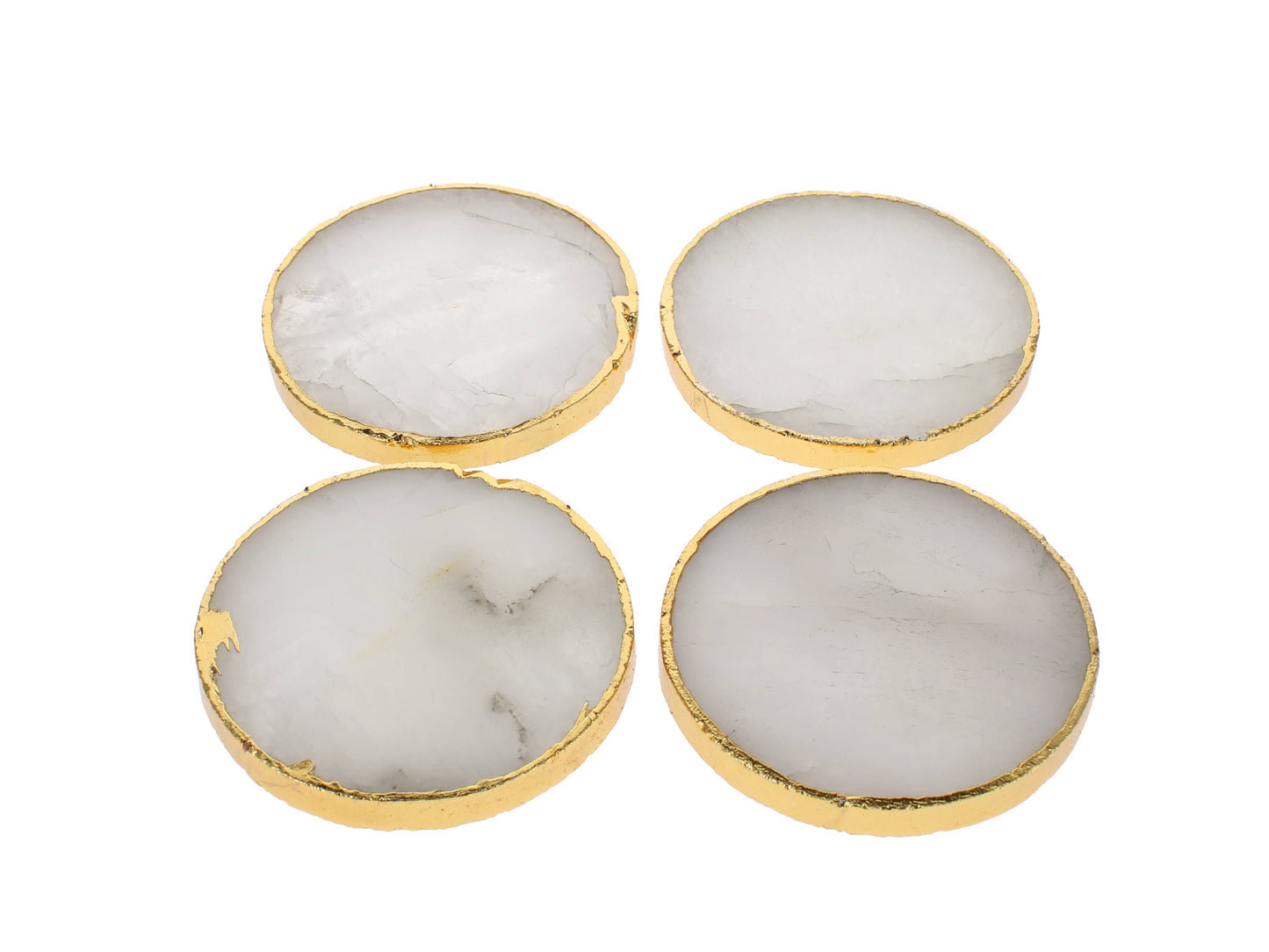 Quartz Gold Edge Round Coaster (4 Pack)