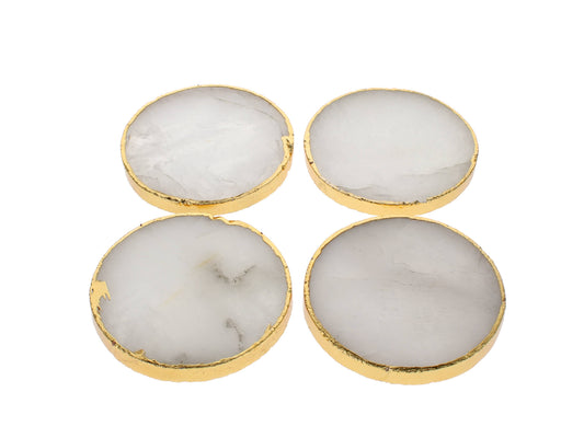 Quartz Gold Edge Round Coaster (4 Pack)