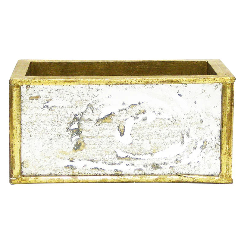 Wooden Rect. Planter-Gold w/mirror