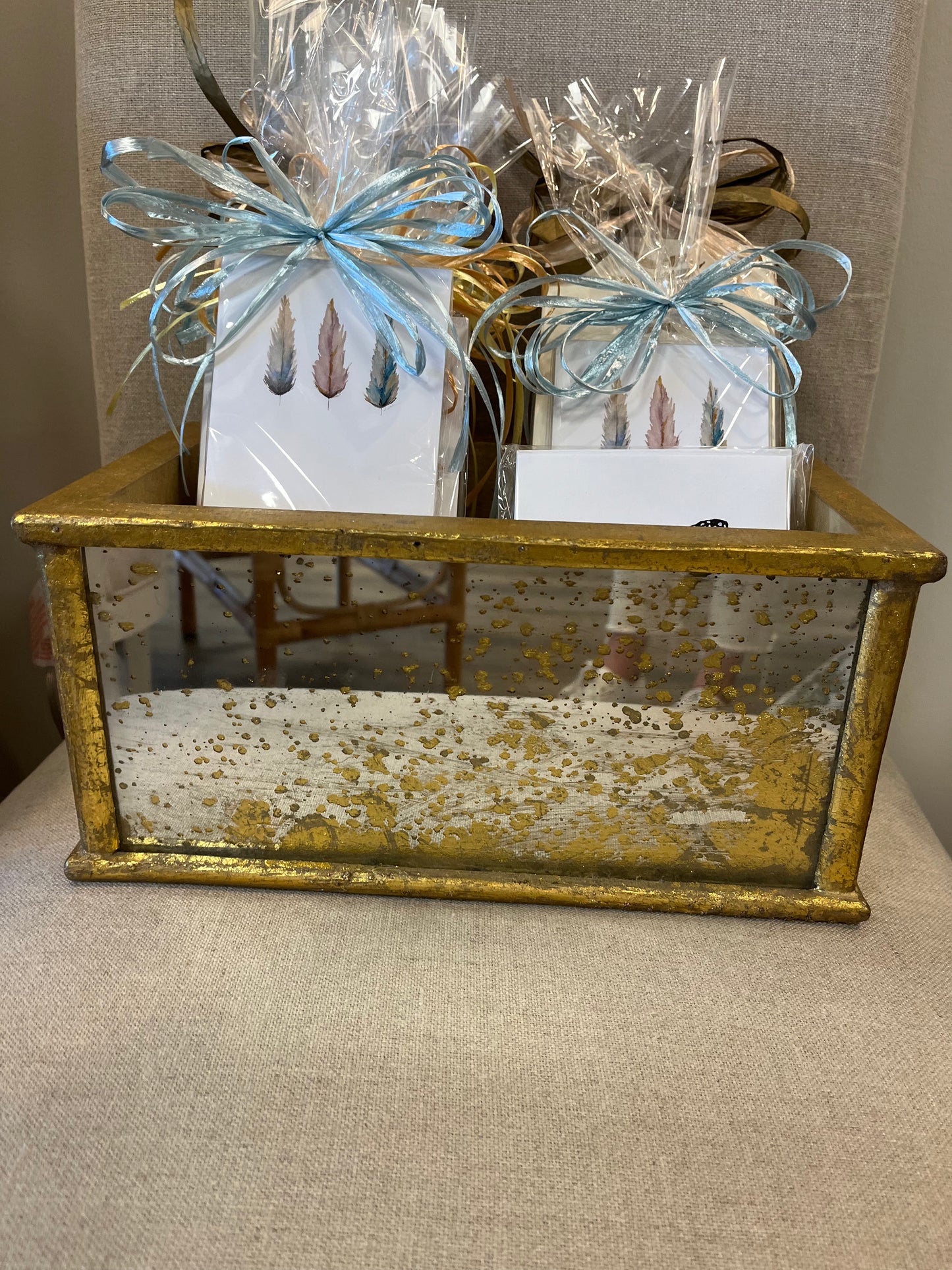 Wooden Rect. Planter-Gold w/mirror