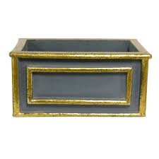 Wooden Narrow Flared Planter - Patina Distressed w/Bronze