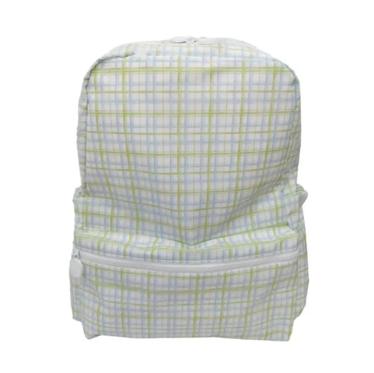 TRVL Plaid Green Backpack