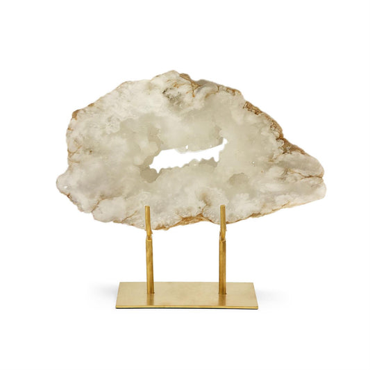 White Quartz Slab on Gold Stand