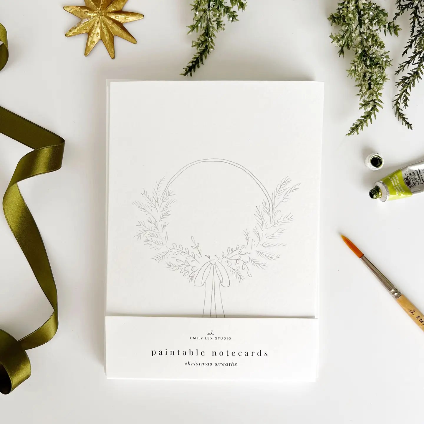 Emily Lex Wreaths Paintable Watercolor Notecard Set