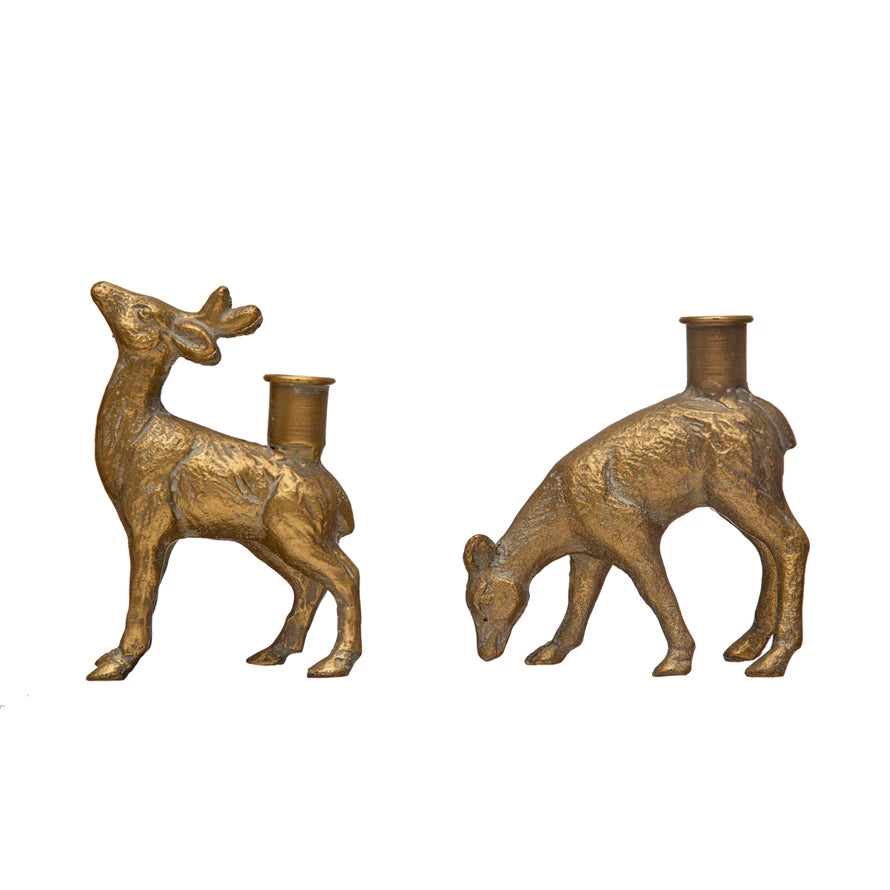 Antique Gold Deer Taper Holders