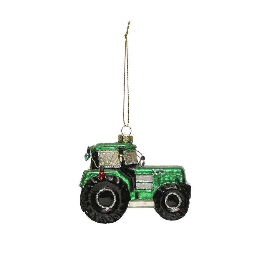 Glass Tractor Ornament