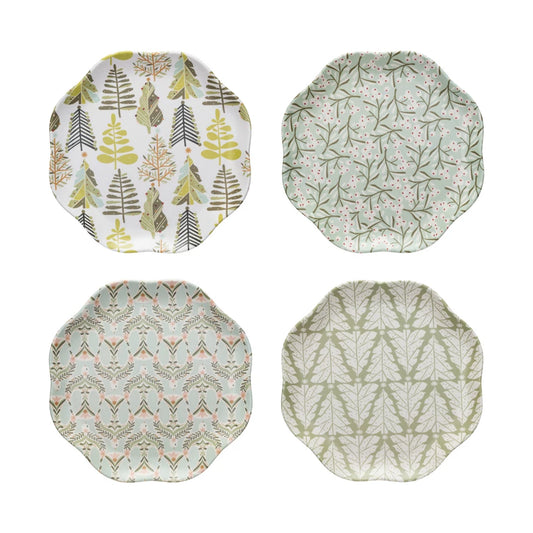 Holiday Patterned Scalloped Plates