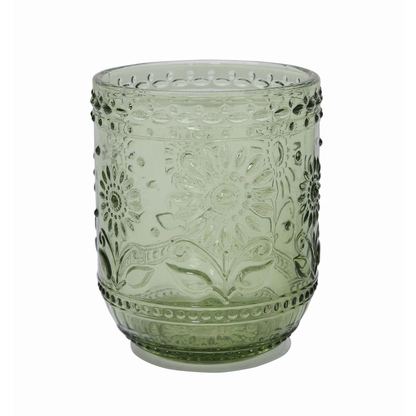 Embossed Glass (Green Floral)